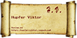 Hupfer Viktor névjegykártya